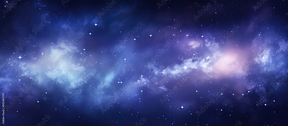 Obraz premium Stars and star clusters sparkle gracefully under the captivating Milky Way Galaxy, creating a mesmerizing scene with copy space image.