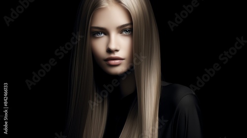Long  straight hair with a deep side part
