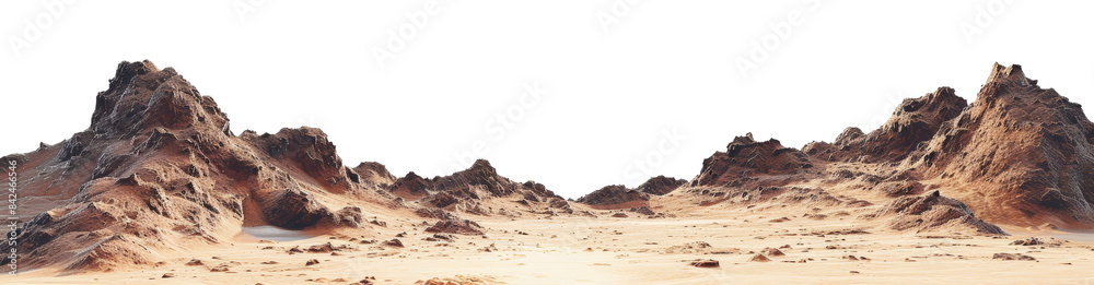 Obraz premium Alien desert landscape with rocky formations transparent background