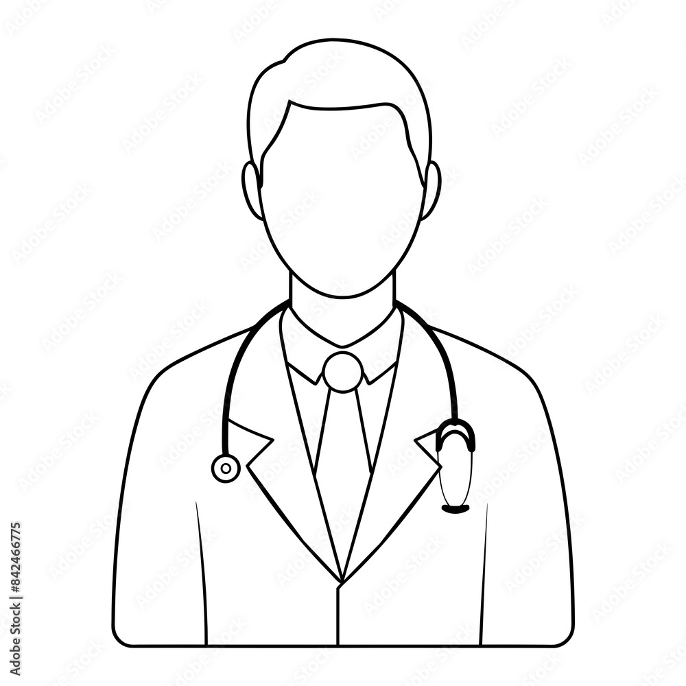 Doctor man vector illustration. Doctor in white coat. Stethoscope. Doctor man vector illustration. Doctor in white coat. Stethoscope.