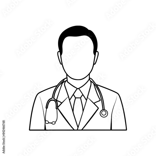 Doctor man vector illustration. Doctor in white coat. Stethoscope.