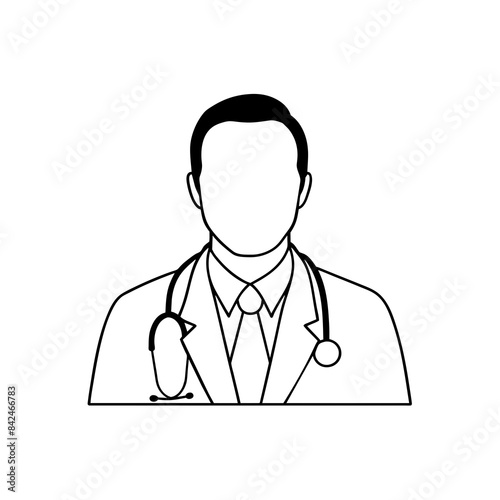 Doctor man vector illustration. Doctor in white coat. Stethoscope.