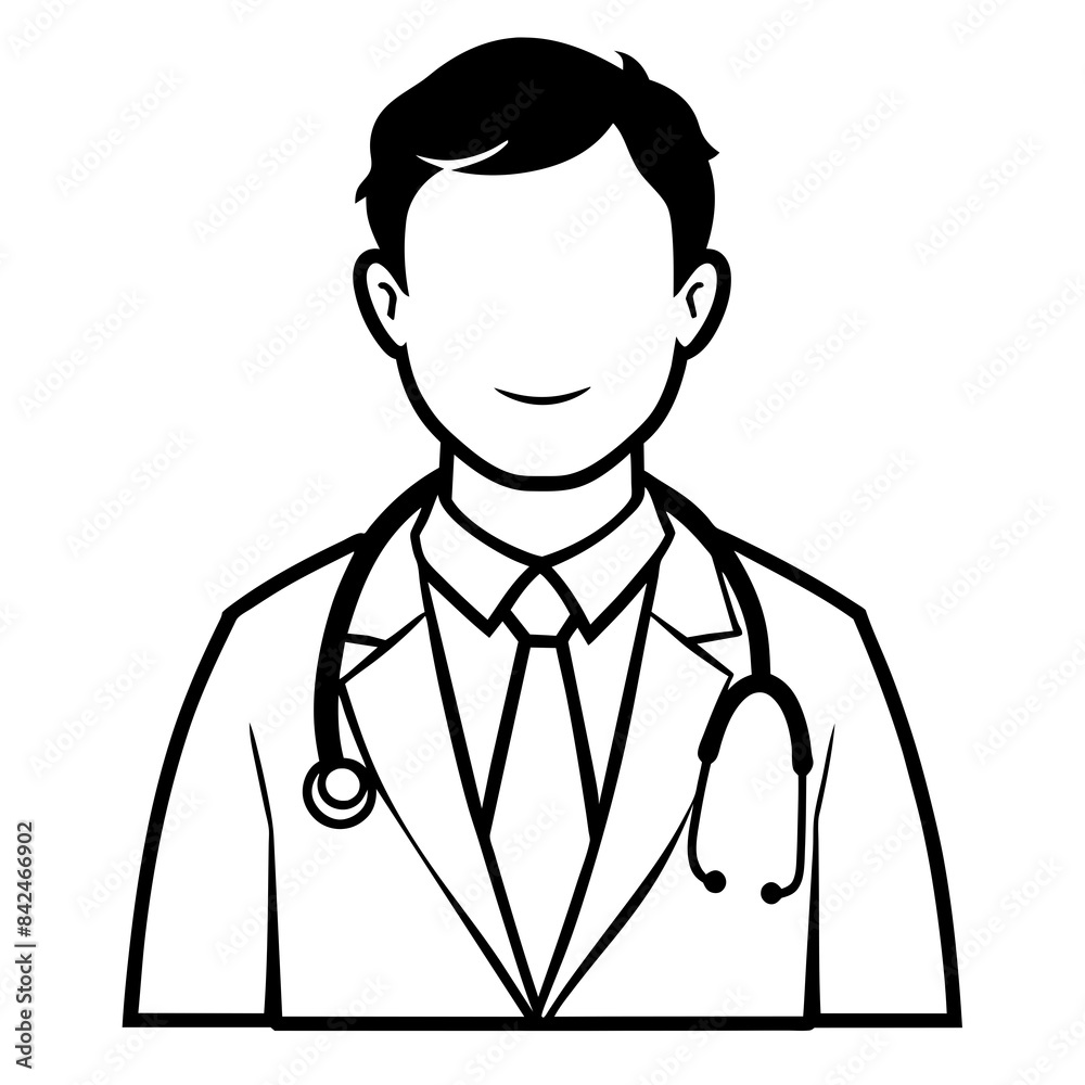 Doctor man vector illustration. Doctor in white coat. Stethoscope. Doctor man vector illustration. Doctor in white coat. Stethoscope.