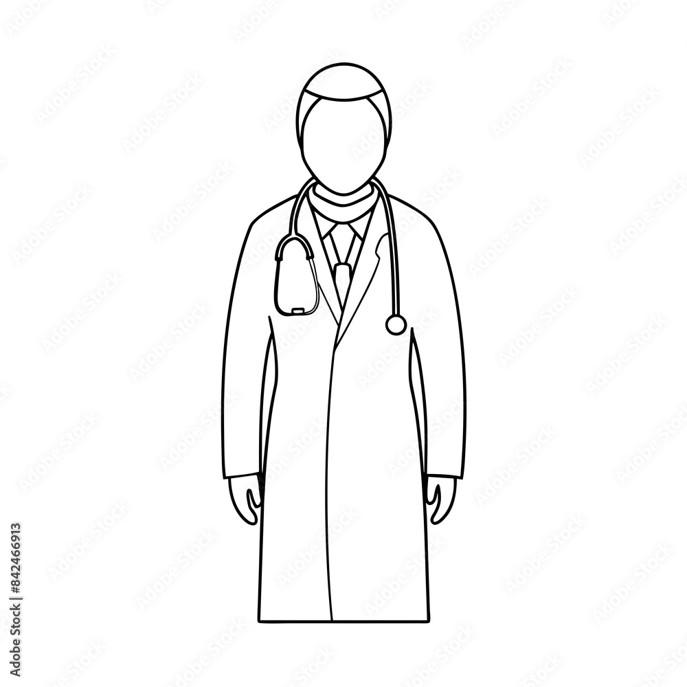 Doctor man vector illustration. Doctor in white coat. Stethoscope. Doctor man vector illustration. Doctor in white coat. Stethoscope.