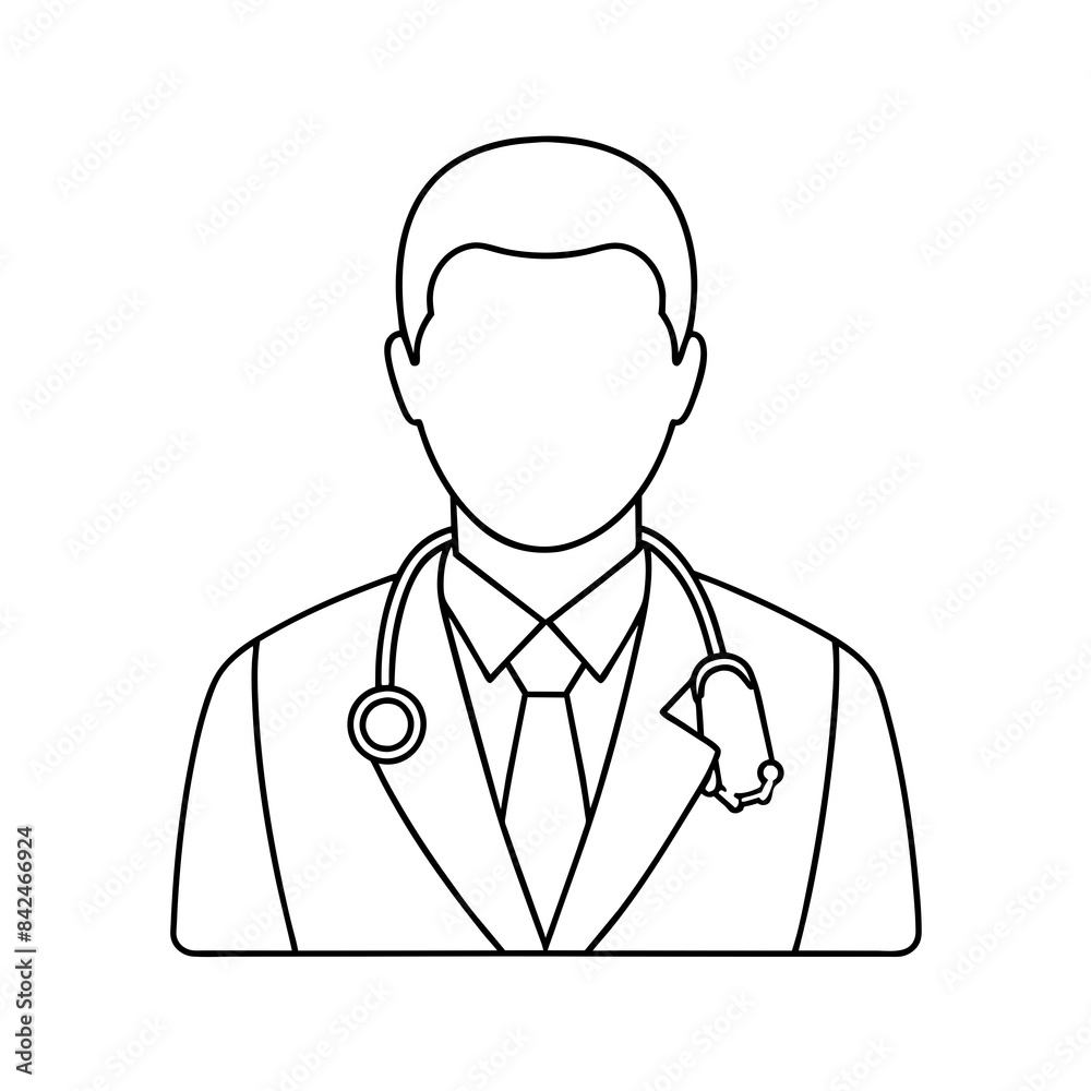 Doctor man vector illustration. Doctor in white coat. Stethoscope. Doctor man vector illustration. Doctor in white coat. Stethoscope.