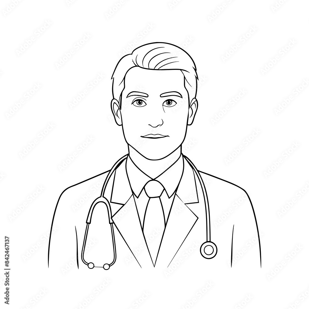 Doctor man vector illustration. Doctor in white coat. Stethoscope. Doctor man vector illustration. Doctor in white coat. Stethoscope.