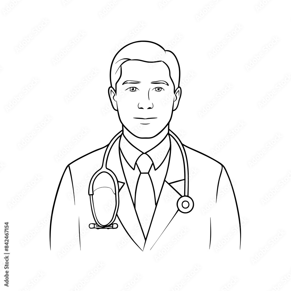 Doctor man vector illustration. Doctor in white coat. Stethoscope. Doctor man vector illustration. Doctor in white coat. Stethoscope.