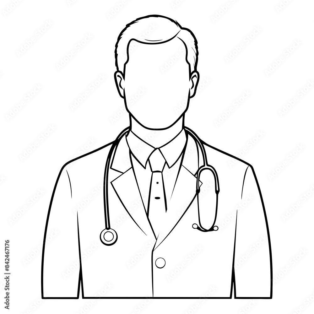 Doctor man vector illustration. Doctor in white coat. Stethoscope. Doctor man vector illustration. Doctor in white coat. Stethoscope.