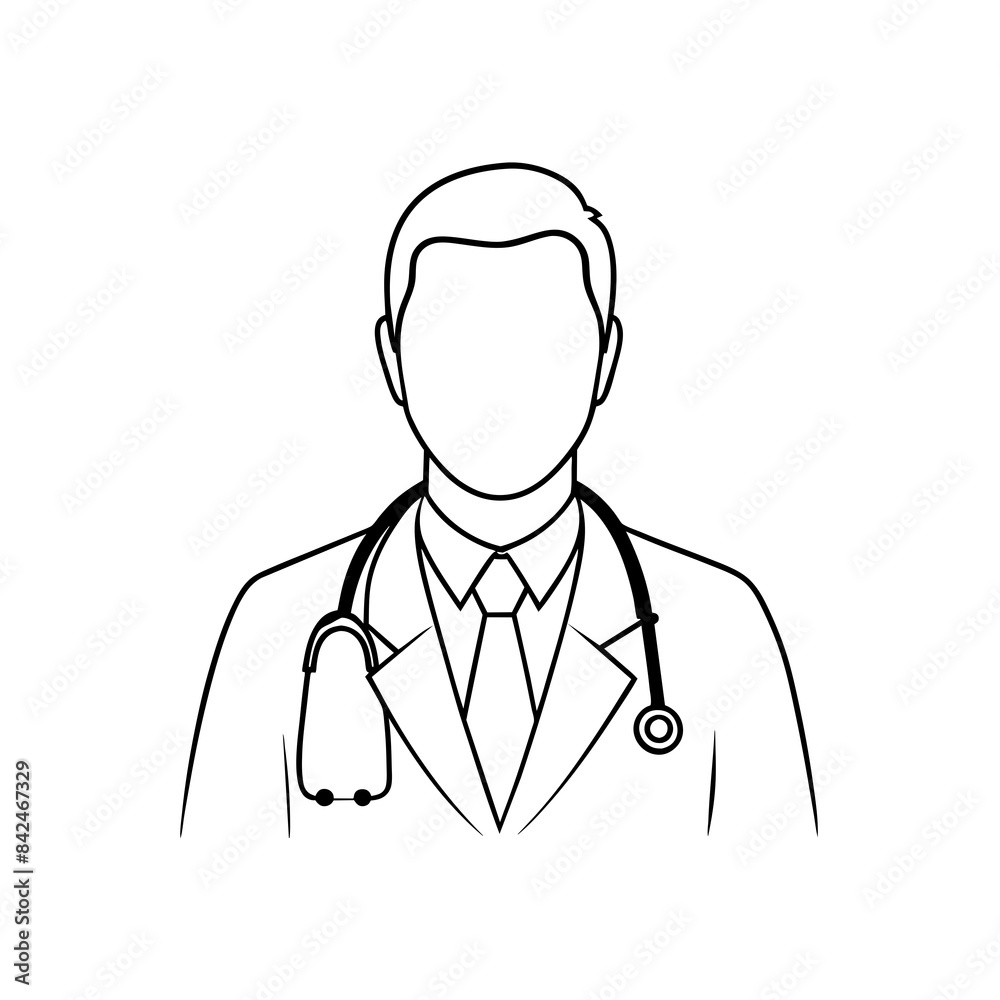 Doctor man vector illustration. Doctor in white coat. Stethoscope. Doctor man vector illustration. Doctor in white coat. Stethoscope.