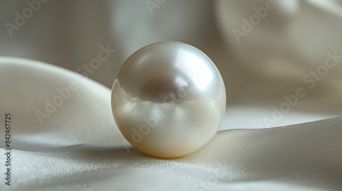 A Single Pearl Rests on a Soft White Fabric