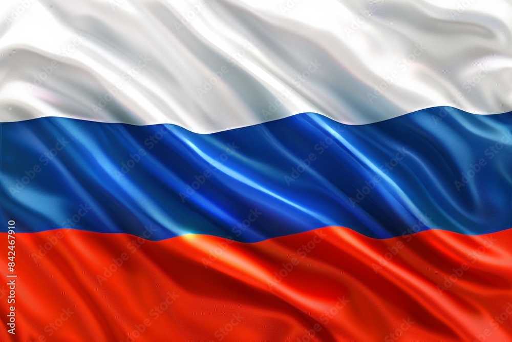 Fototapeta premium Waving Russian Flag in Close-Up View