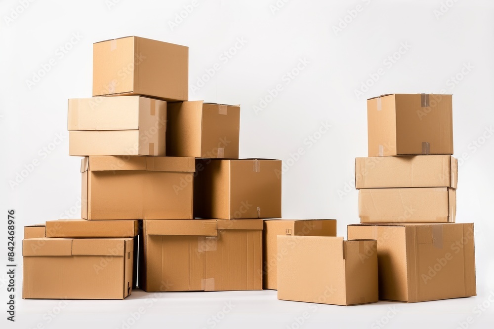 Stack of Cardboard Boxes on White Background Stack of Cardboard Boxes on White Background