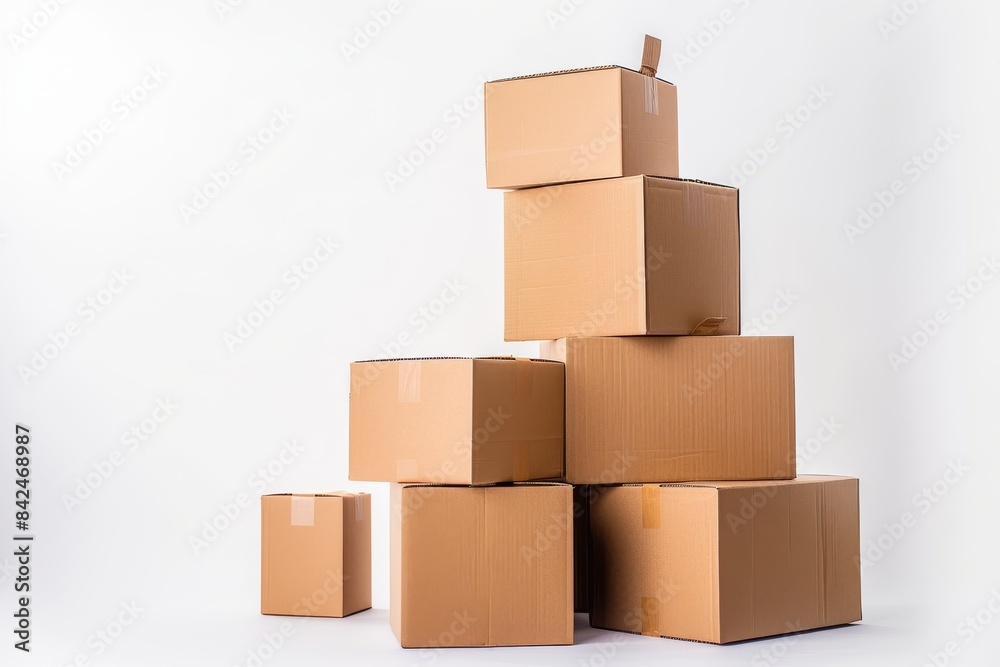 Stack of Brown Cardboard Boxes on White Background Stack of Brown Cardboard Boxes on White Background