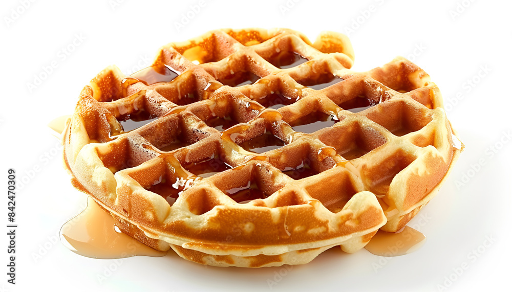 One tasty Belgian waffle isolated on white One tasty Belgian waffle isolated on white