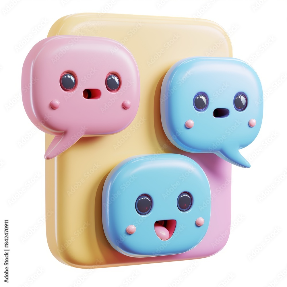 A 3D icon of a phone with speech bubbles, symbolizing phone conversations or messaging, perfect for communication-related projects and apps.