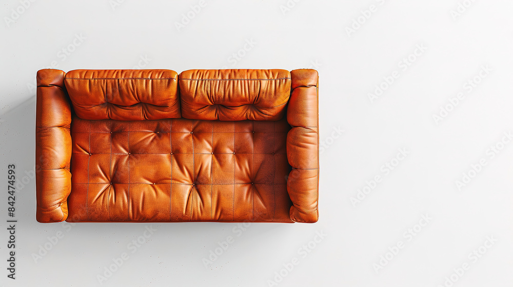 Obraz premium modern sofa, on isolated white background, top view
