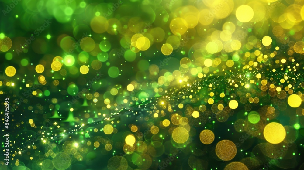 Green Lights. Starry Space Background with Colorful Bokeh Effects and Abstract Fractal Art Green Lights. Starry Space Background with Colorful Bokeh Effects and Abstract Fractal Art