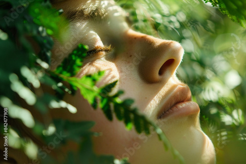 Relaxed yoga person meditating outdoors feel connection harmony with nature illustration made with Generative AI