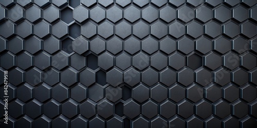 A seamless, abstract background featuring a hexagonal pattern rendered in black, creating a textured and visually intriguing surface, abstract, black, texture, background, hexagon, pattern photo