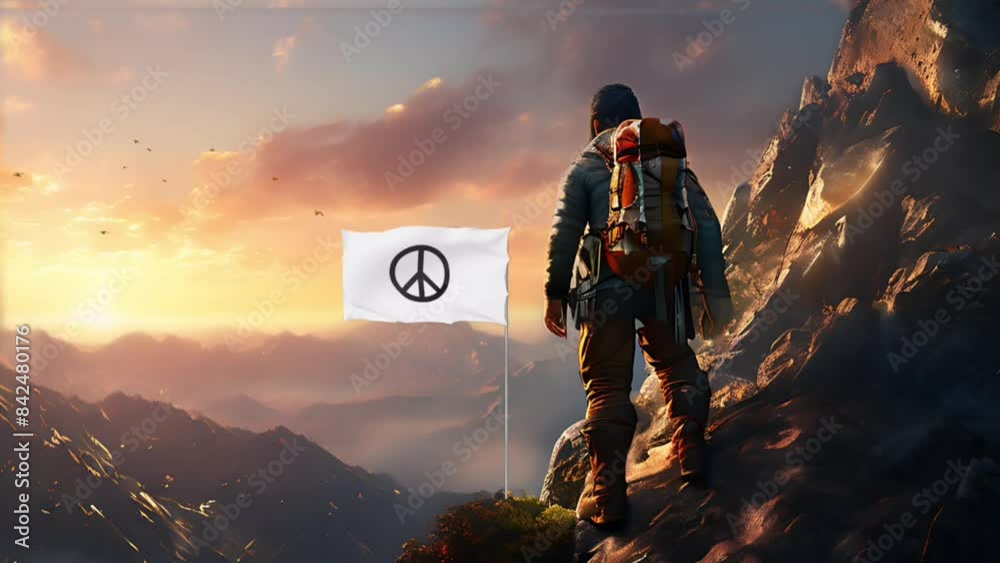 Adventurous climber scaling a rugged mountain peak, embracing nature and challenge Adventurous climber scaling a rugged mountain peak, embracing nature and challenge