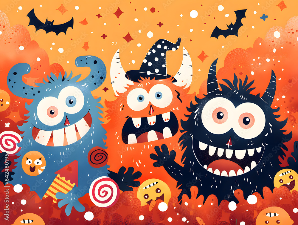 Candy-filled Halloween Flyers with Cute Creatures Candy-filled Halloween Flyers with Cute Creatures
