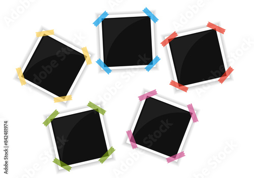 Vector Polaroid Frames. The most realistic photo templates with shadows on the market. Vintage Card Set for stock use png. Vector illustrations on a transparent background. Adobe Illustrator Artwork