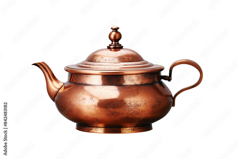 The Gleaming Copper Elegance: A Teapots Tale on White or PNG Transparent Background. The Gleaming Copper Elegance: A Teapots Tale on White or PNG Transparent Background.