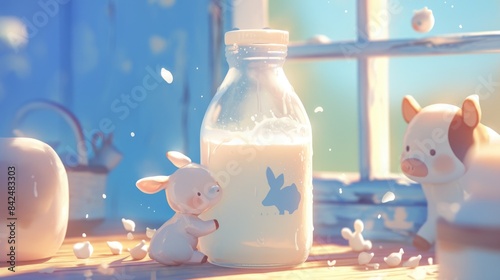 Milk in a baby bottle photo