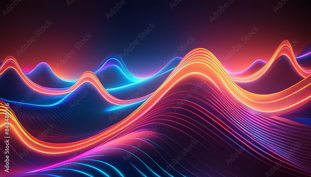 neon waves on a dark background neon waves on a dark background