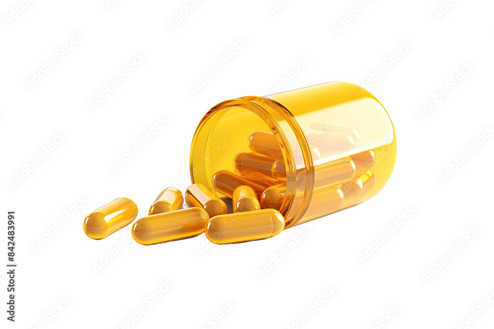 Sunshine Capsules in a Bottle of Dreams on White or PNG Transparent Background. Sunshine Capsules in a Bottle of Dreams on White or PNG Transparent Background.