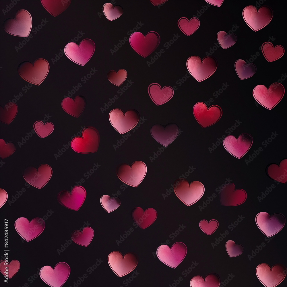 This image presents an array of hearts in shades of pink and red against a dark, textured background, emphasizing a moody romantic ambiance This image presents an array of hearts in shades of pink and red against a dark, textured background, emphasizing a moody romantic ambiance
