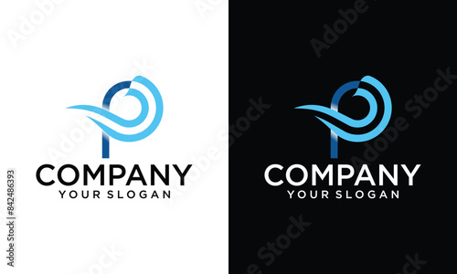 Creative a Letter p wave logo designs