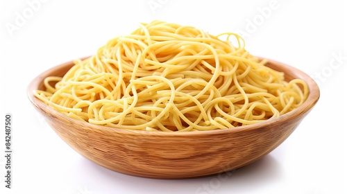 stock photo of Spaghetti in a dish on a white background 