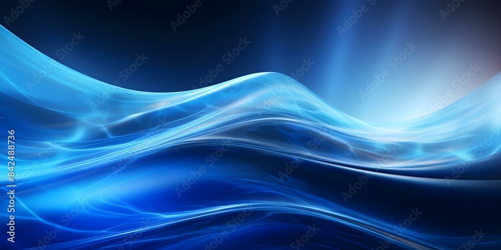 Obraz premium Abstract blue wave technology background with digital light effects. Concept Technology, Abstract, Blue Wave, Digital Light, Background