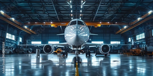 Ensure safe flight operations by conducting hangar aircraft maintenance system checks. Concept Aircraft Maintenance, Hangar Safety Checks, Safe Flight Operations, Maintenance System Checks photo