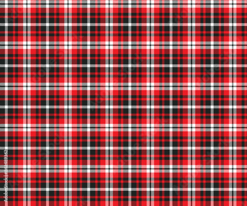 Plaid pattern, red, black, white, seamless for textiles, and for designing clothing, skirts, pants or decorative fabric. Vector illustration. photo