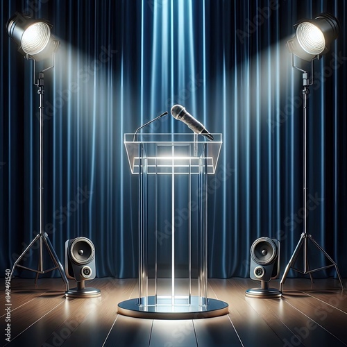 Podium Background Mockup Template with Spotlight