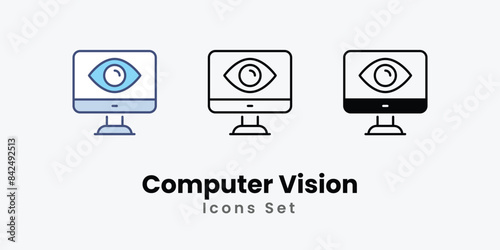 Computer Vision icons vector set stock illustration