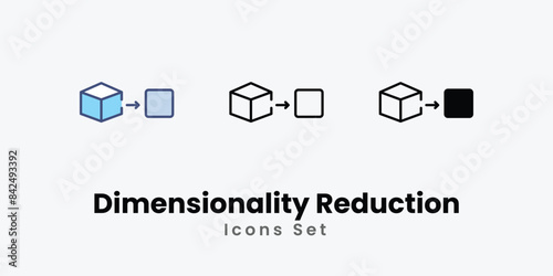 Dimensionality Reduction icons vector set stock illustration