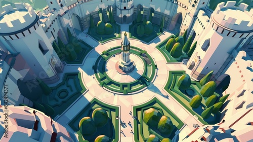 Camelot flat design top view regal animation vivid
