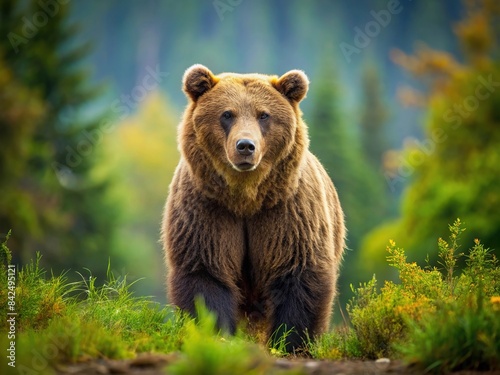 Majestic brown bear roaming in its natural habitat, wildlife, nature, wilderness, animal, habitat, forest, bear, brown bear, mammal, majestic, outdoor, wilderness, predator, fauna, creature