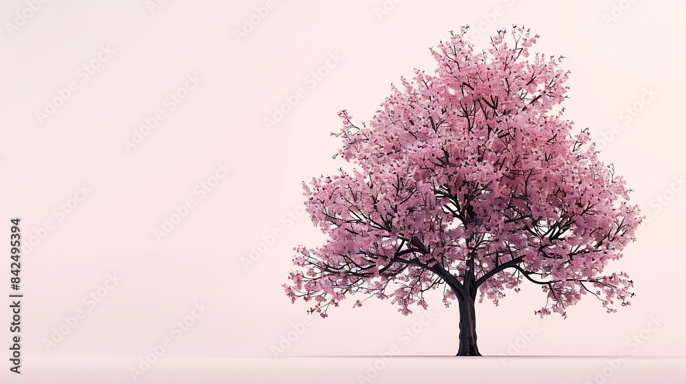Cherry tree with pink flowers in full bloom : Generative AI Cherry tree with pink flowers in full bloom : Generative AI