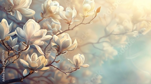 beautiful blooming magnolia tree flower in the garden   Generative AI