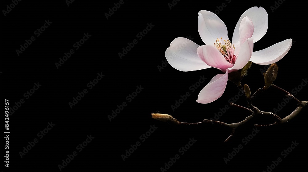 Obraz premium Magnolia flower isolated on a dark background spring flower blooming trees : Generative AI