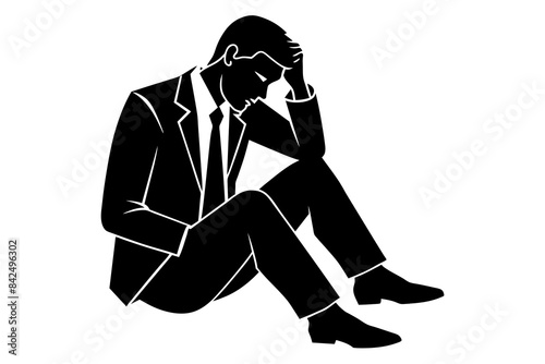 worried businessman silhouette vector illustration