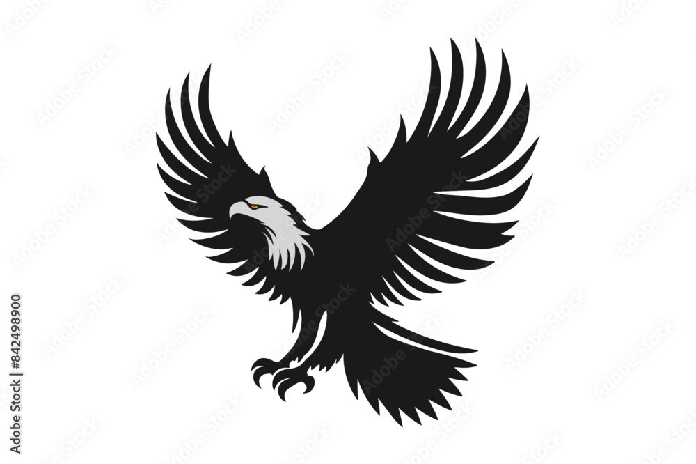 Fototapeta premium Falcon silhouette vector illustration: a stunning, high-quality graphic featuring a sleek falcon in silhouette.