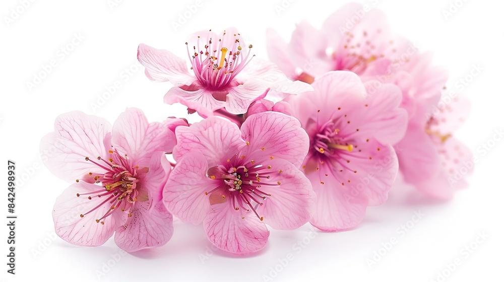 Pink cherry blossom in spring season isolated on white background : Generative AI Pink cherry blossom in spring season isolated on white background : Generative AI