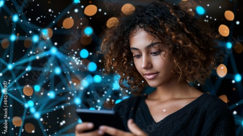 Futuristic online shopping technology enabling digital payments from mobile phones.
