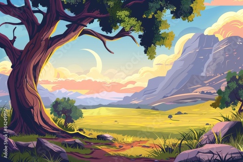 Imaginative landscape artwork for creative design concepts copy space