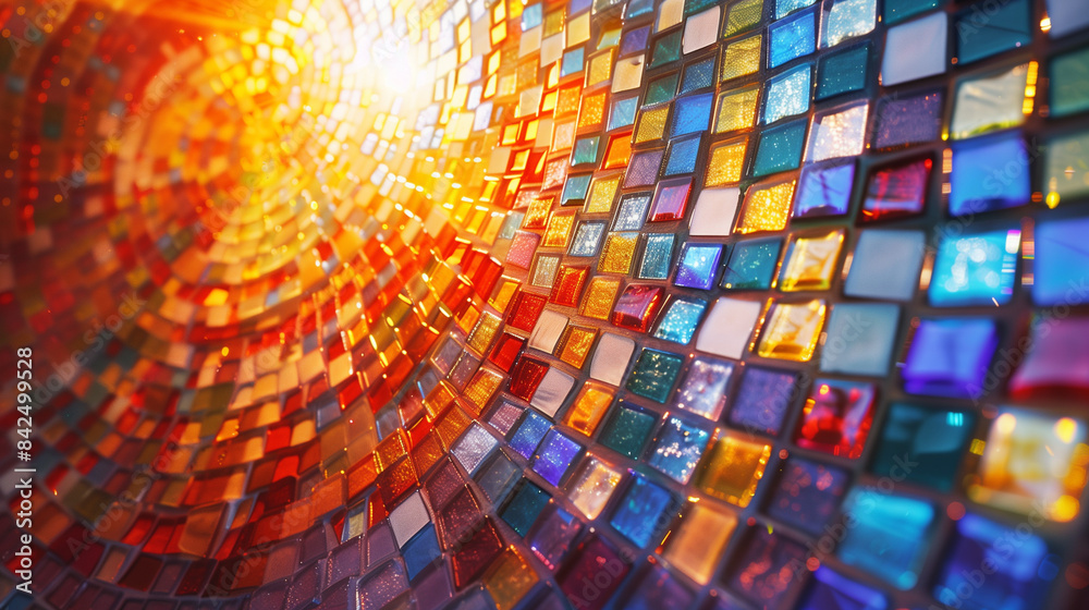 Vibrant Mosaic Pattern, Warm Colors, Abstract Stained Glass Design Vibrant Mosaic Pattern, Warm Colors, Abstract Stained Glass Design